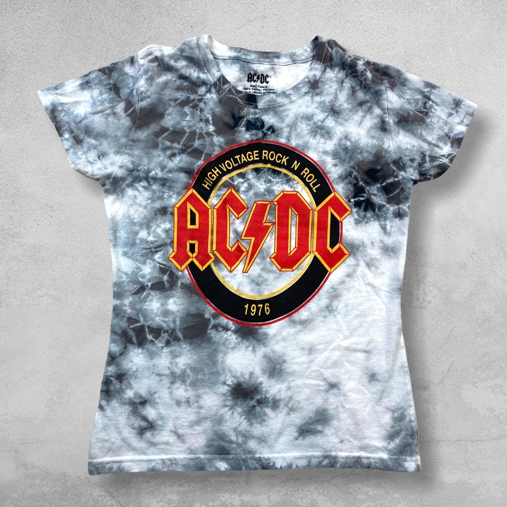 AC/DC Tie Dye 1976 Band High Voltage Band Tee Top